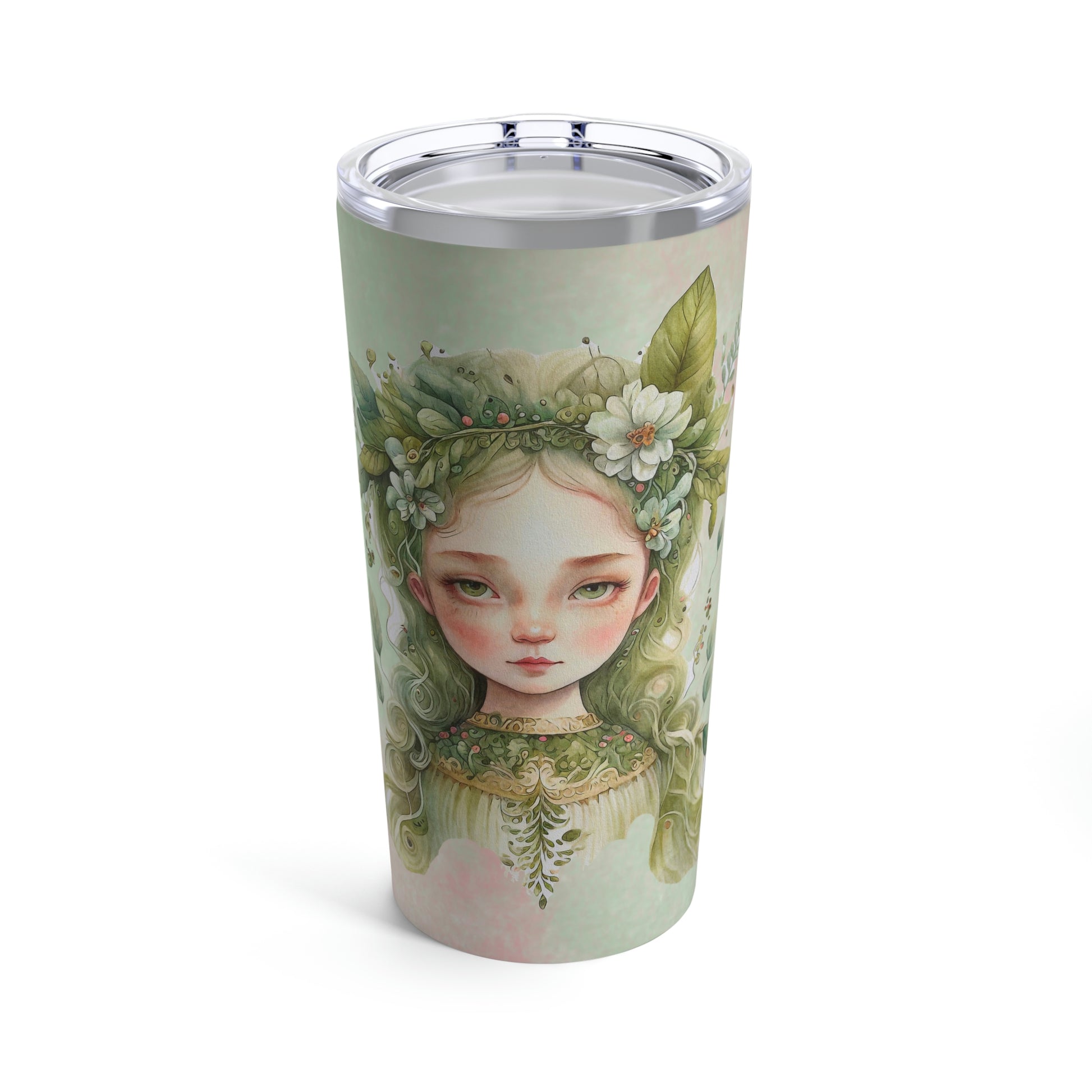 Girl Spring Flowers Watercolor Tumbler 20oz