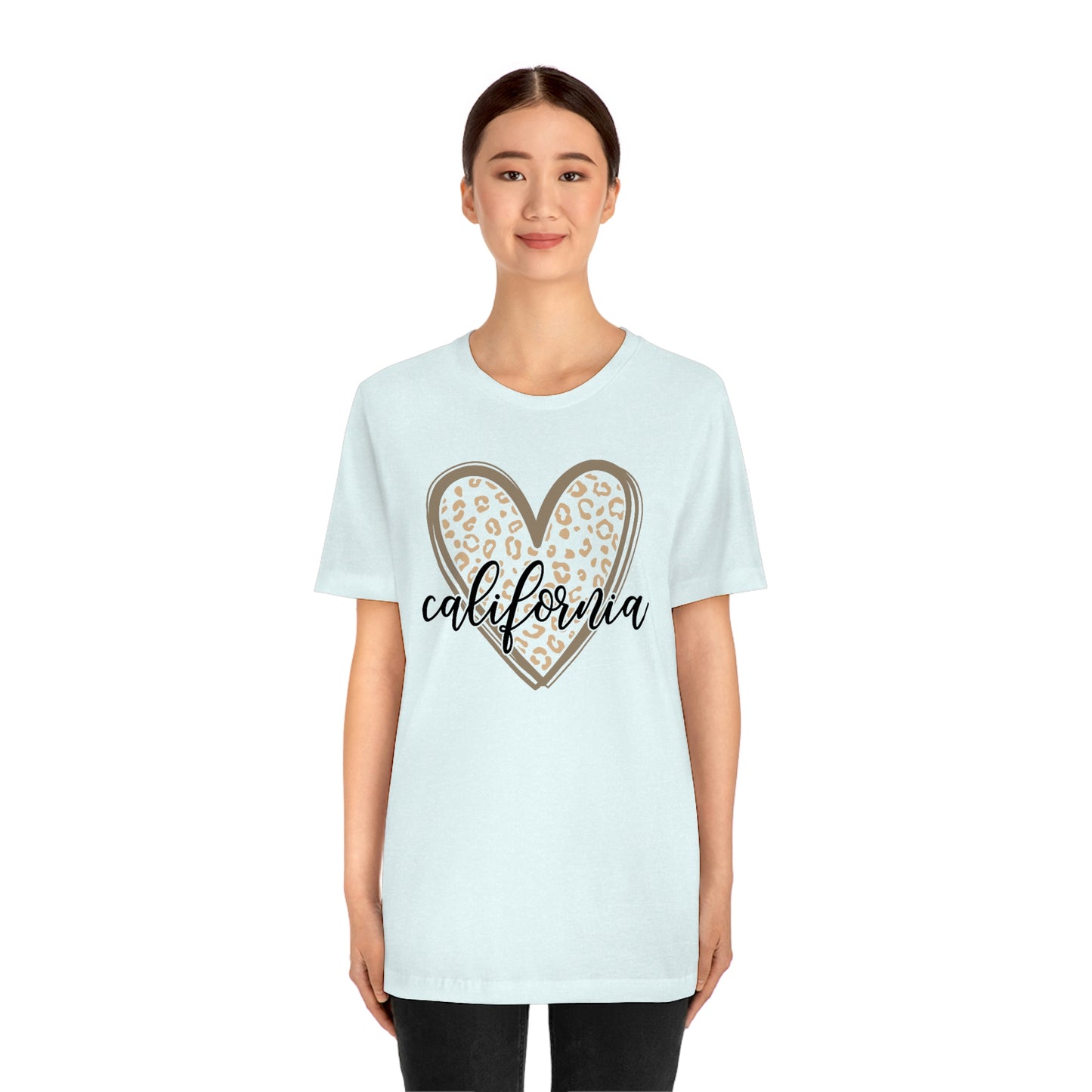 California Heart Gold Leopard Unisex Jersey Short Sleeve Tee Tshirt T-shirt