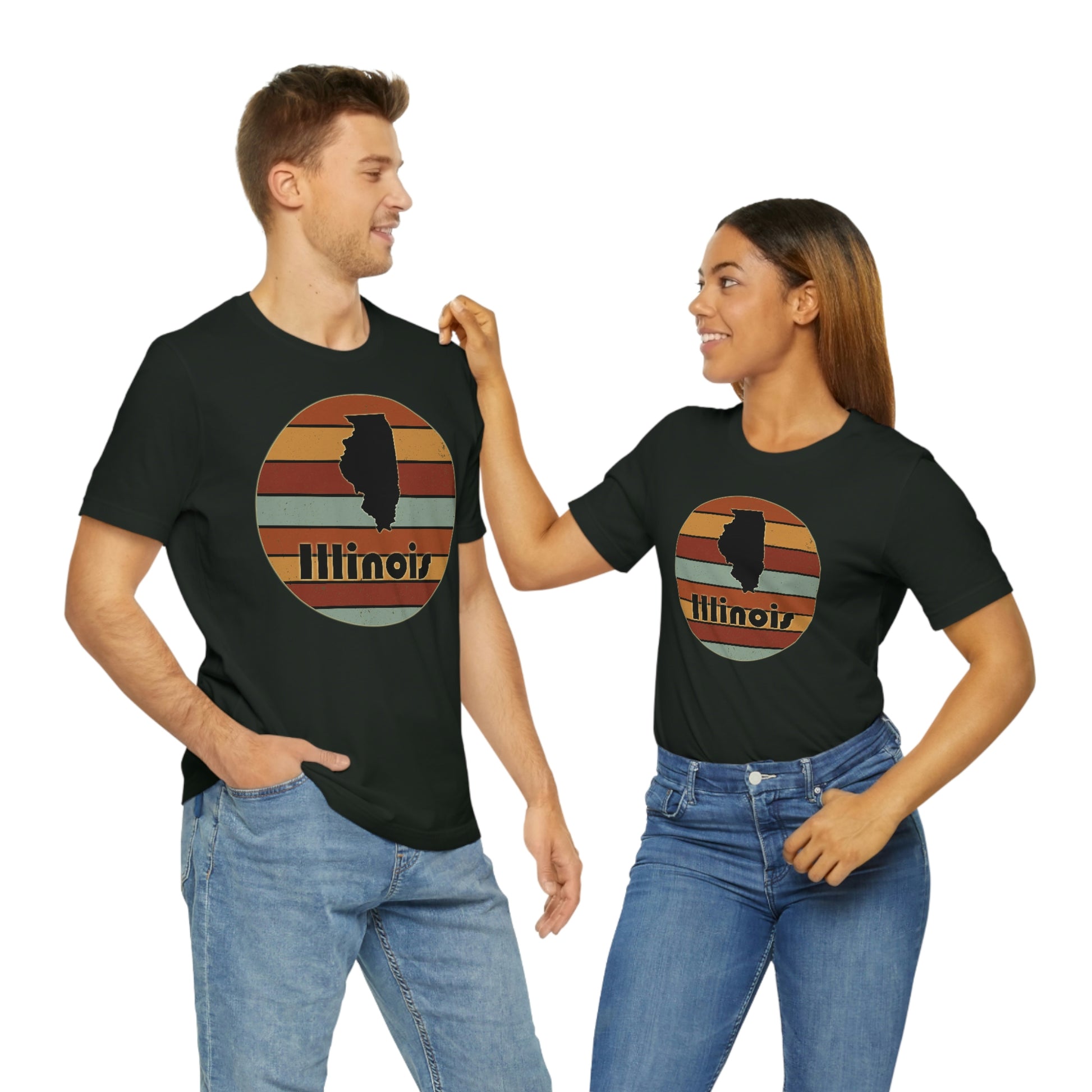 Illinois Retro Sunset Short Sleeve T-shirt