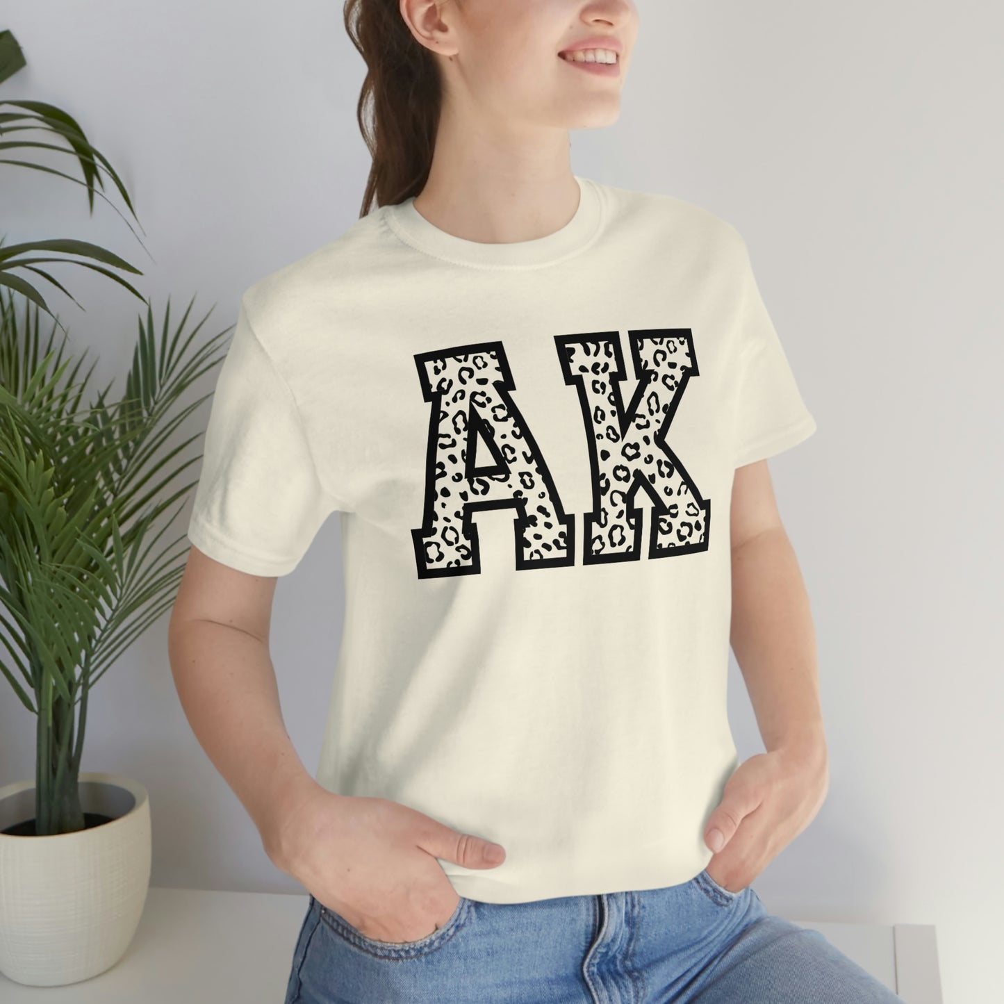 Alaska AK Leopard Print Letters Unisex Jersey Short Sleeve T-shirt