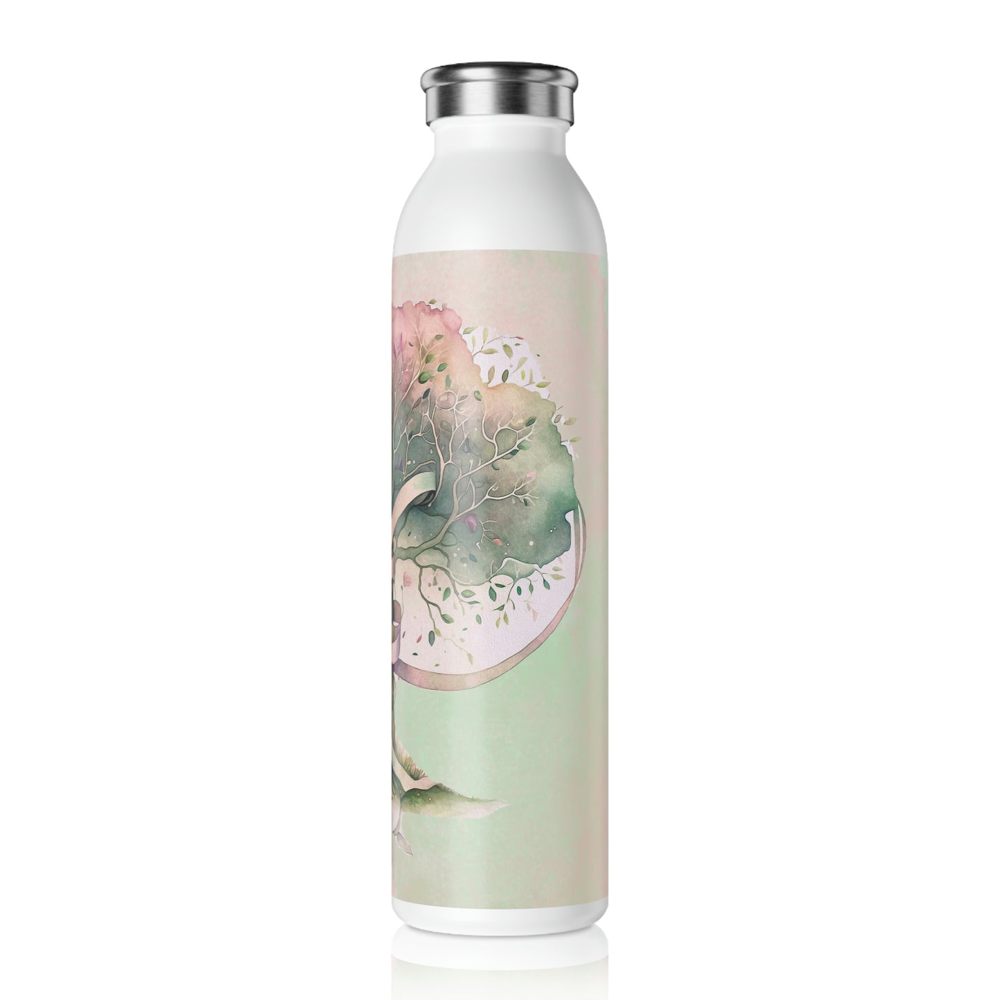 Spring Tree Ribbons Watercolor Slim Water Bottle