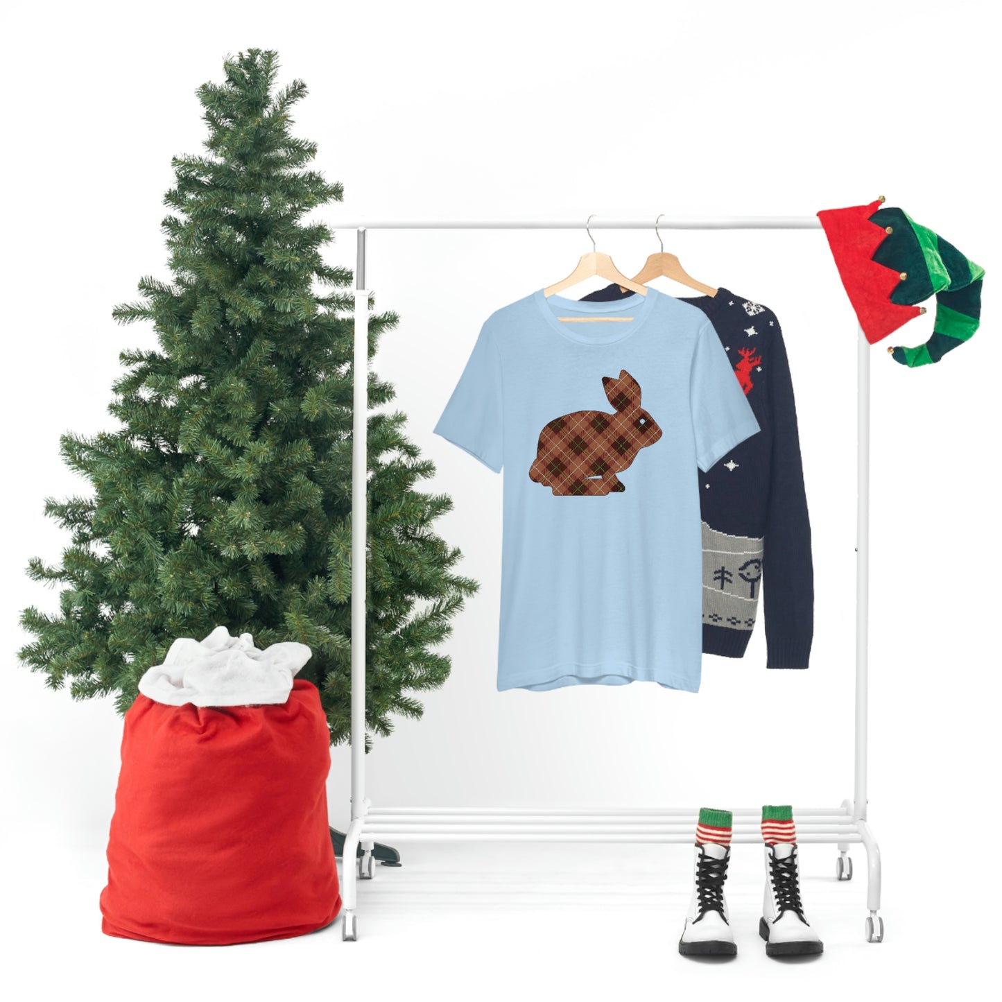 Brown Plaid Bunny Unisex Jersey Short Sleeve Tee