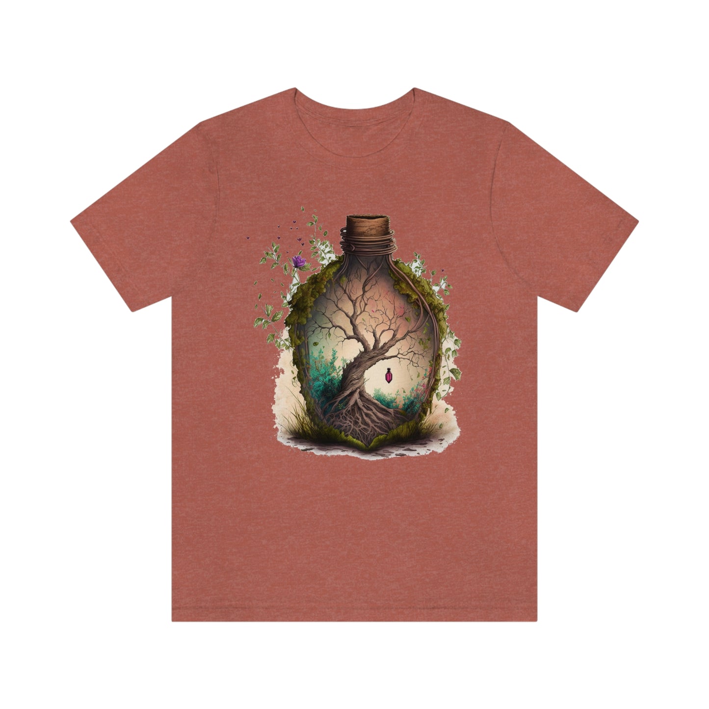 Vintage Bottle Floral Unisex Jersey Short Sleeve Tee