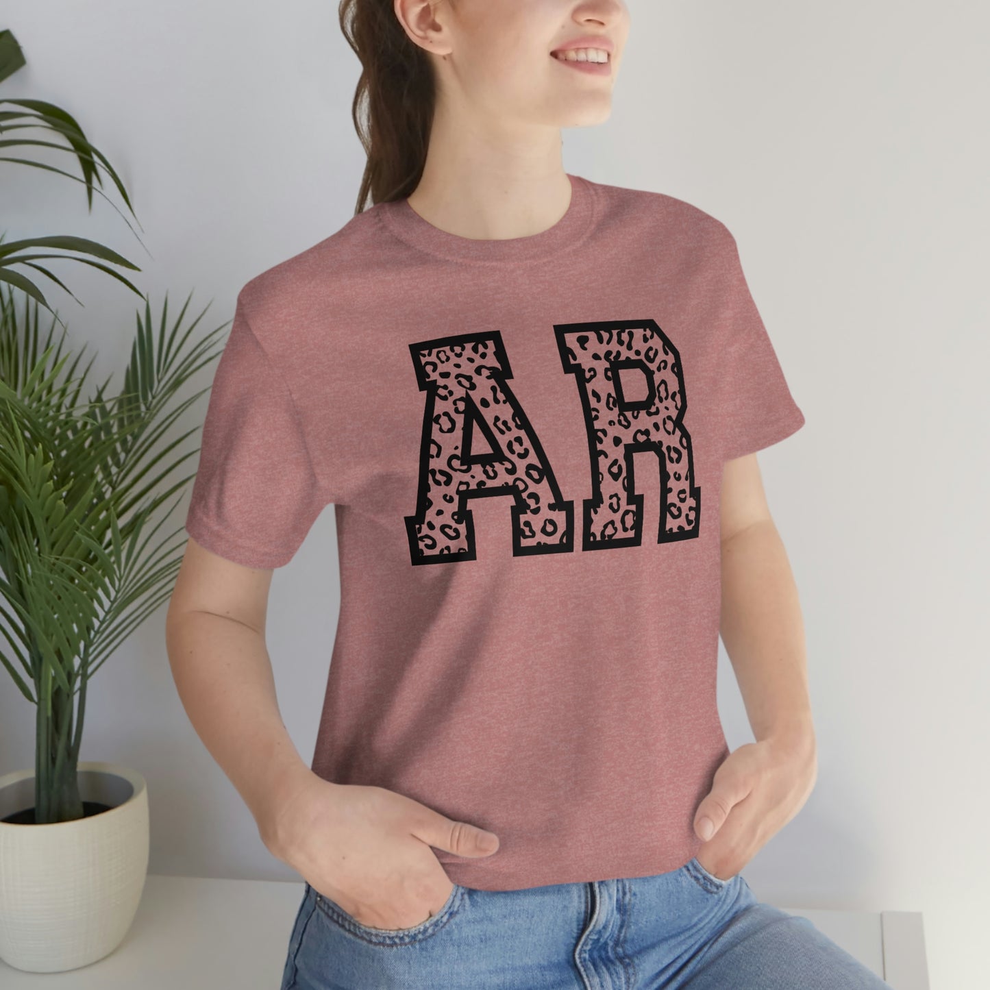 Arkansas AR Leopard Print US Flag Unisex Jersey Short Sleeve Tee Tshirt T-shirt
