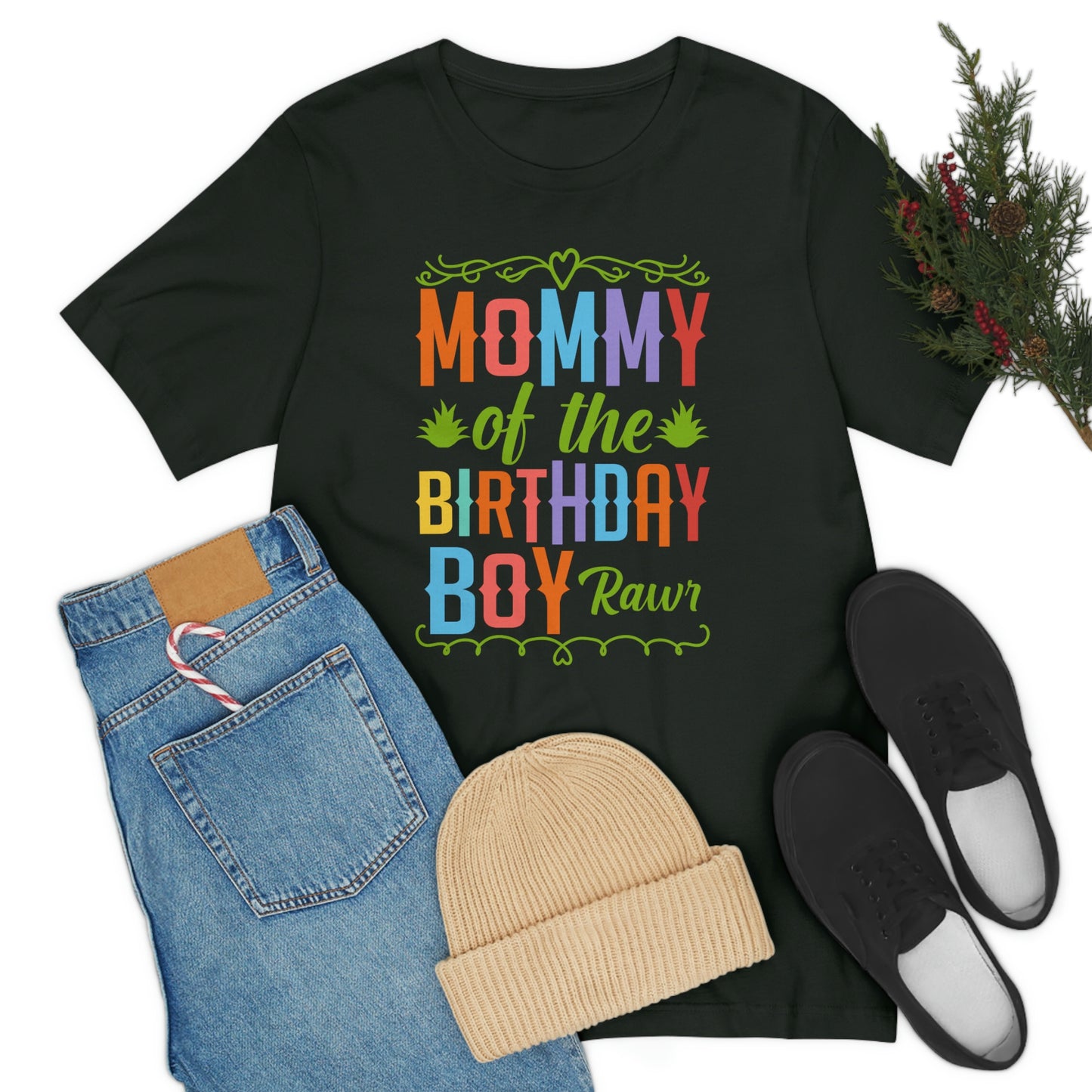 Mommy of the Birthday Boy Rawr! Unisex Jersey Short Sleeve Tee