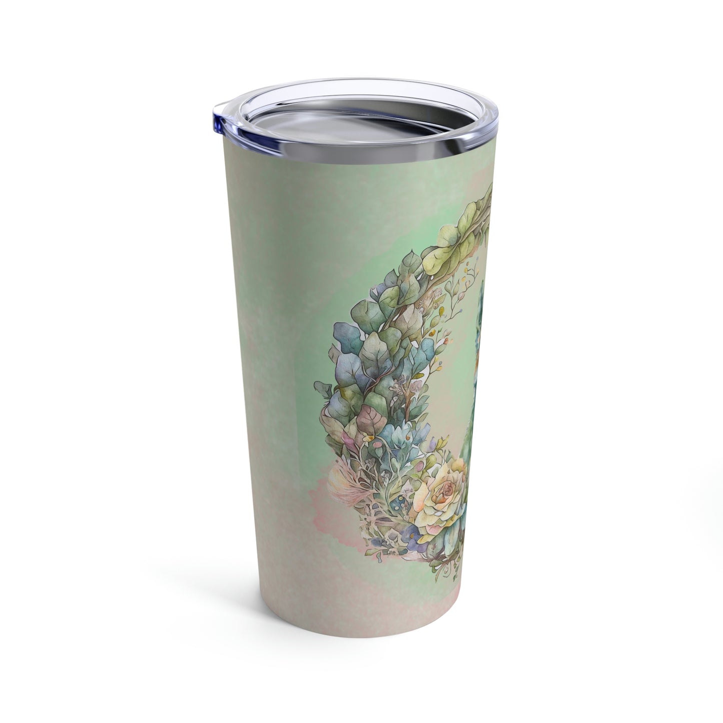 Fox Spring Flowers Wreath Watercolor Tumbler 20oz