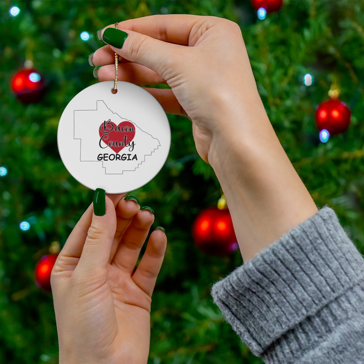 Bacon County Georgia Ceramic Ornament, 1-Pack