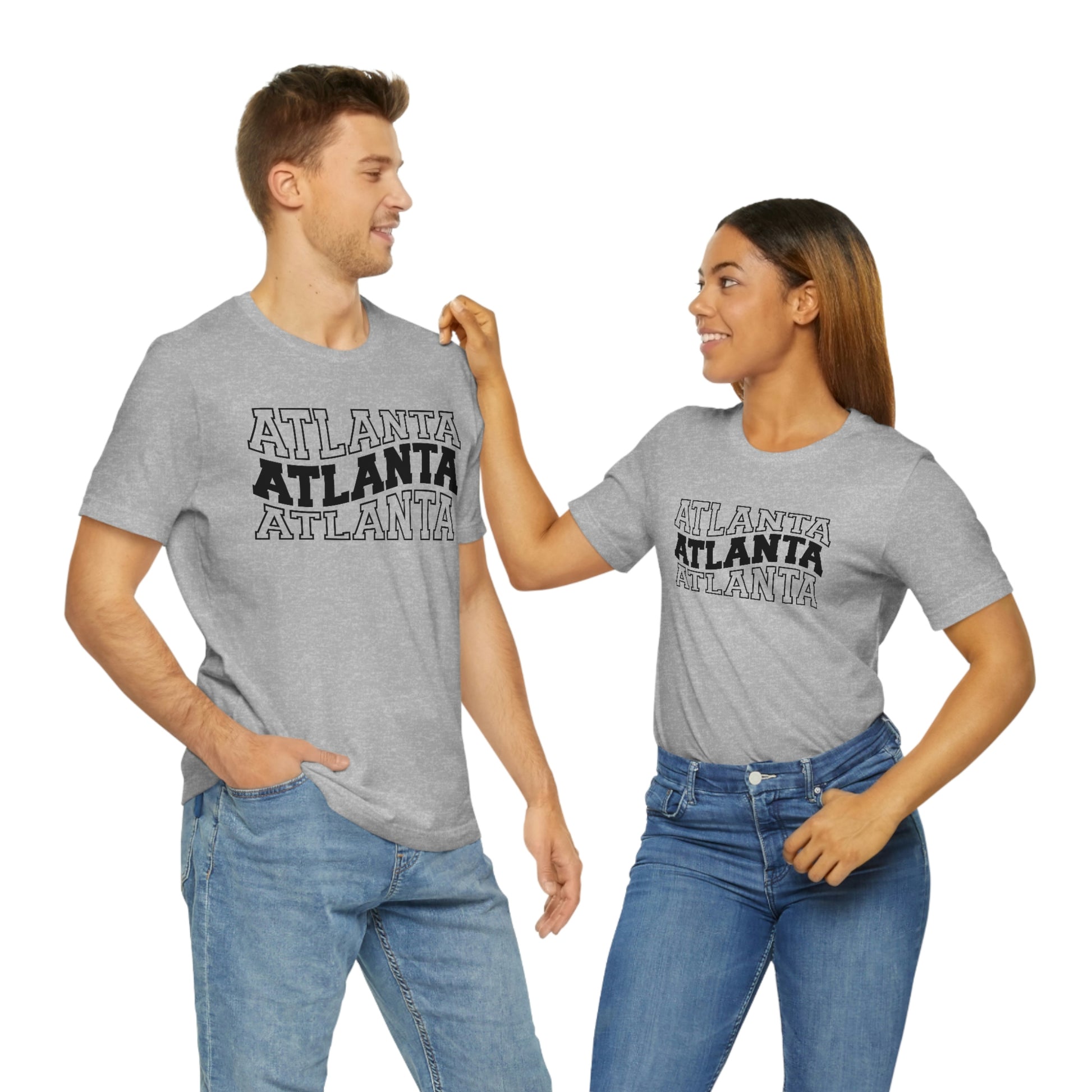 Atlanta Georgia Varsity Letters Wavy Short Sleeve T-shirt