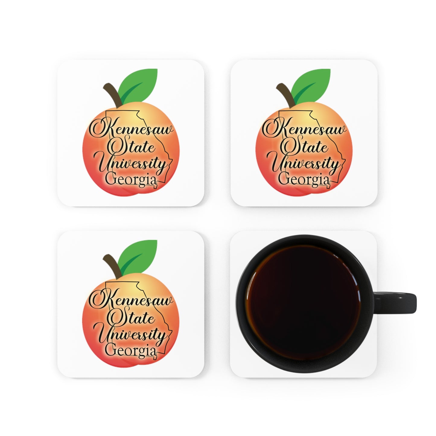 Kennesaw State University Georgia Corkwood Coaster Set