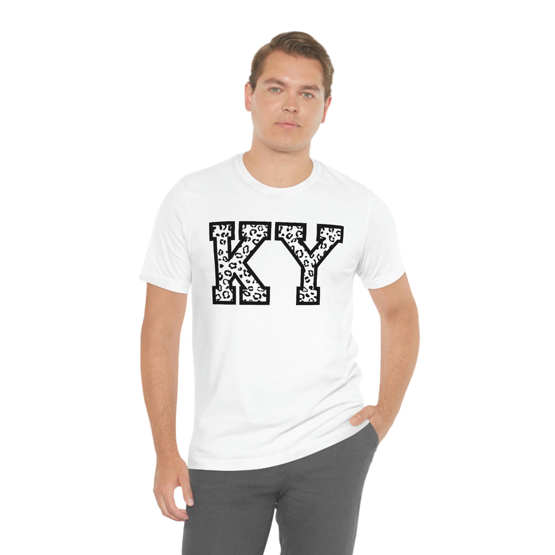 Kentucky KY Leopard Print Letters Short Sleeve T-shirt