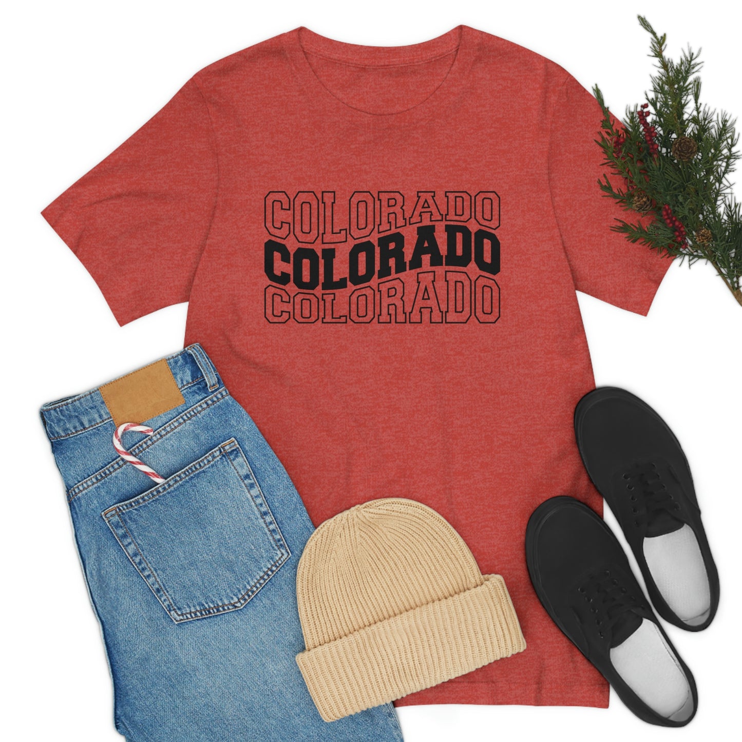 Colorado Varsity Wavy Unisex Jersey Short Sleeve Tee Tshirt T-shirt