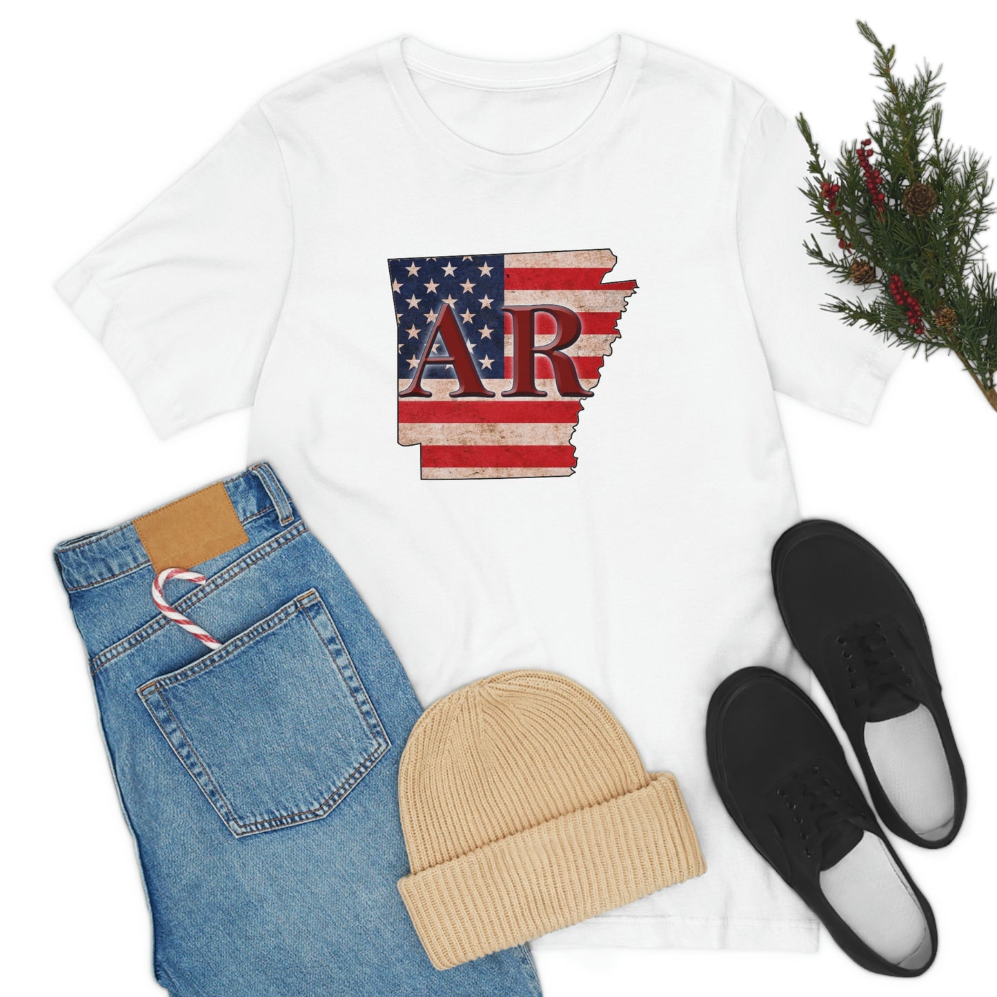 Arkansas AR US Flag Unisex Jersey Short Sleeve Tee Tshirt T-shirt