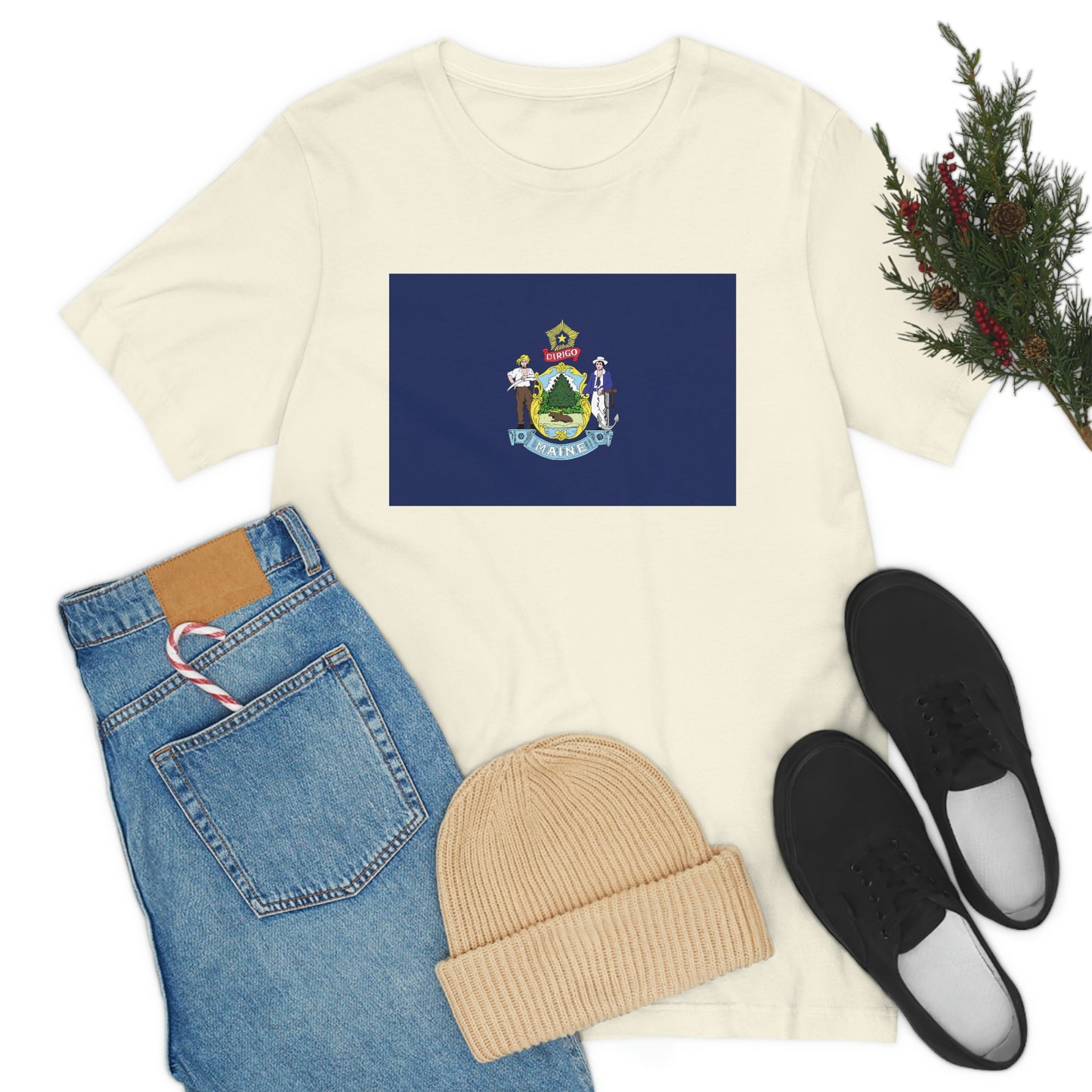 Maine Flag Unisex Jersey Short Sleeve Tee Tshirt T-shirt