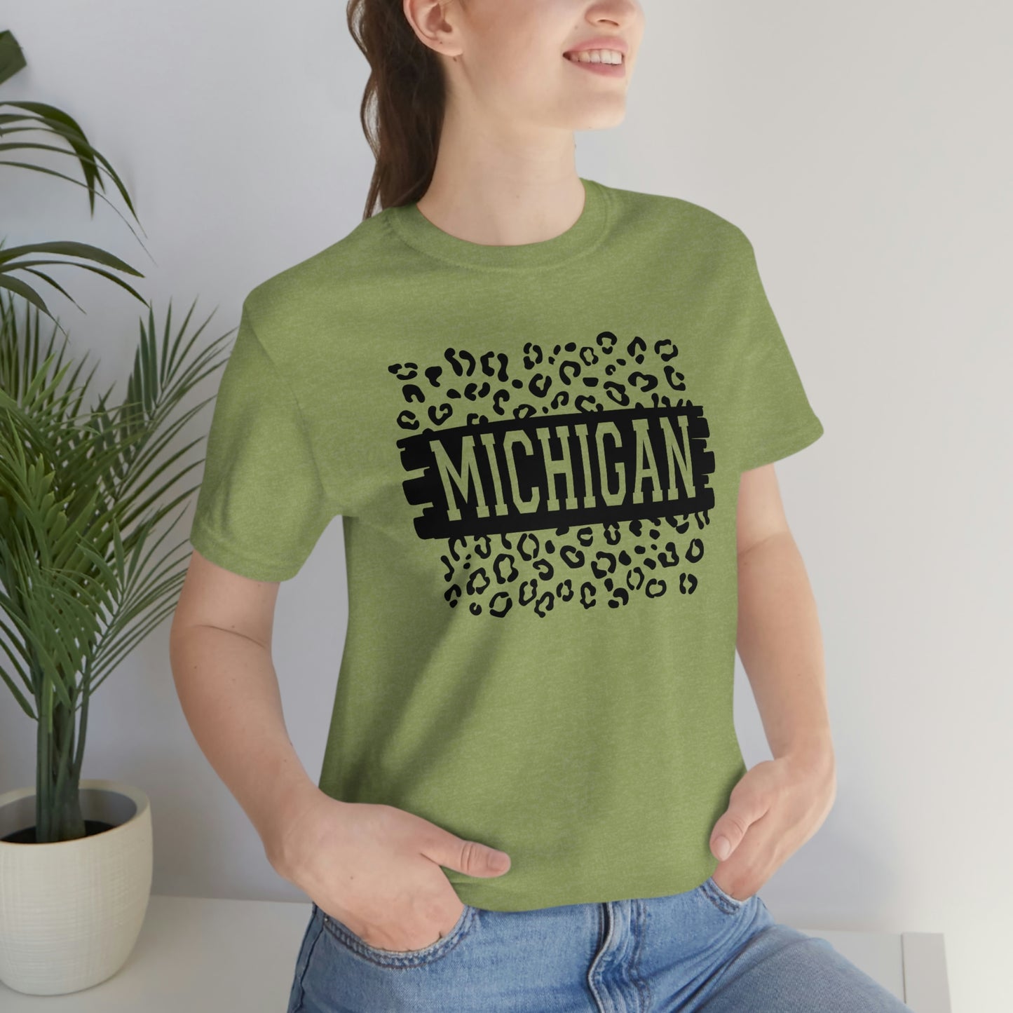 Michigan Leopard Print Short Sleeve T-shirt