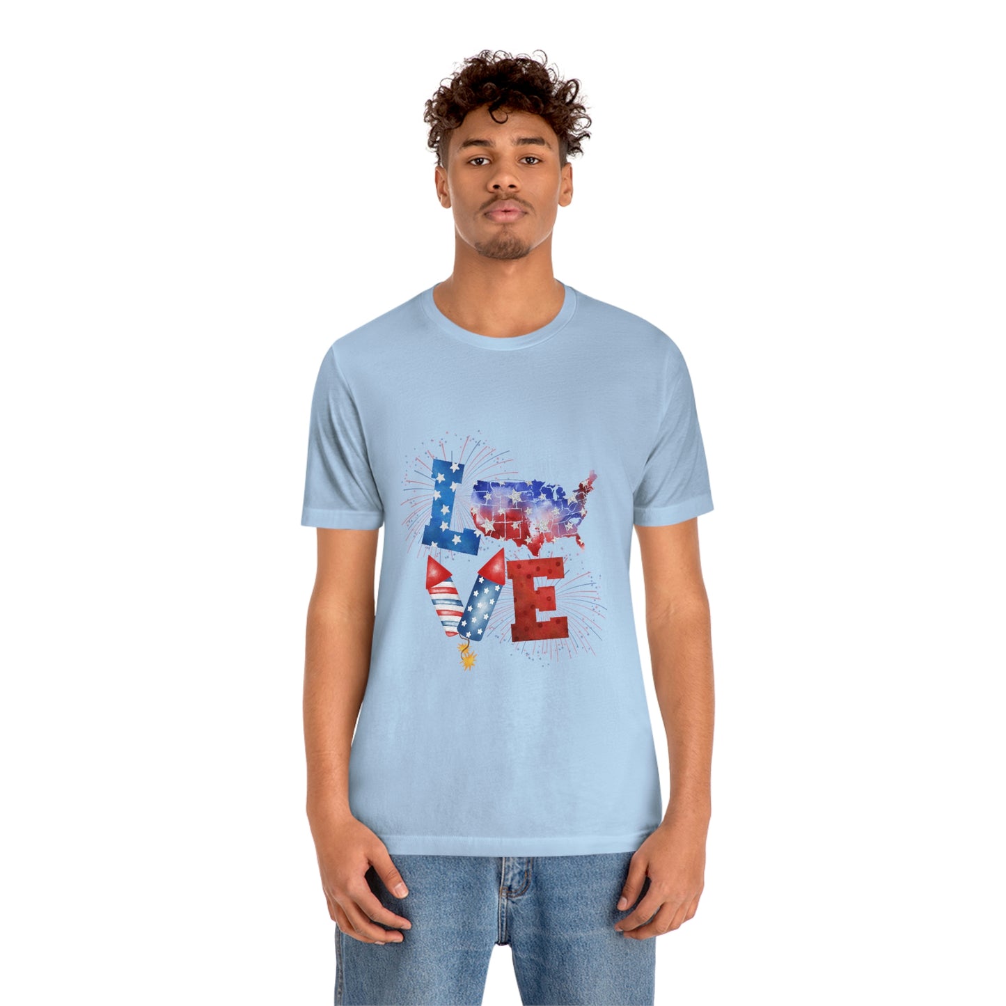 Love America Rockets 4th of July Unisex Jersey Short Sleeve Tee