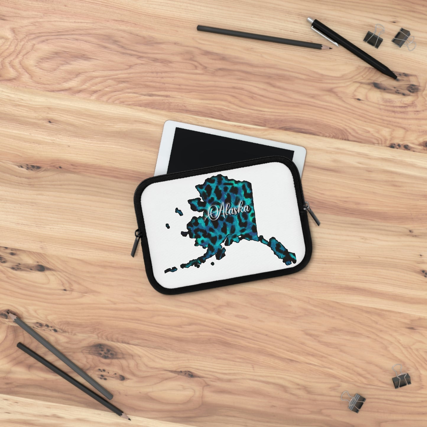 Alaska Blue Leopard Print Laptop Sleeve