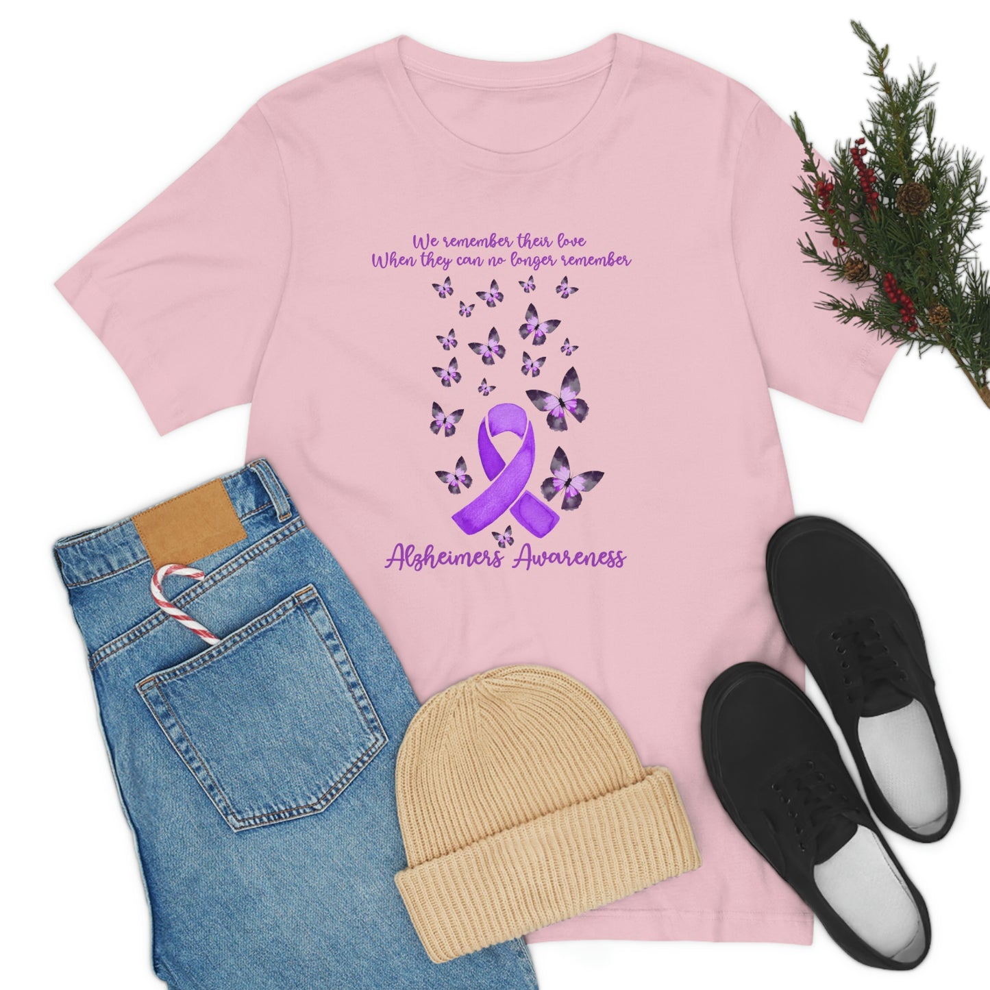 We Remember Their Love When They Can No Longer Remember Alzheimer's Awareness Print Unisex Jersey Short Sleeve Tee