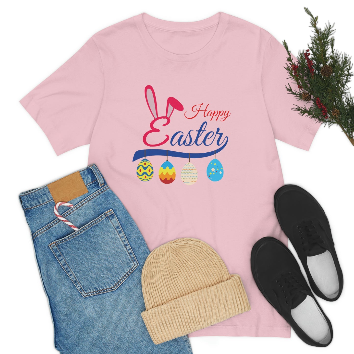 Egg Ornaments Happy Easter Unisex Jersey Short Sleeve Tee