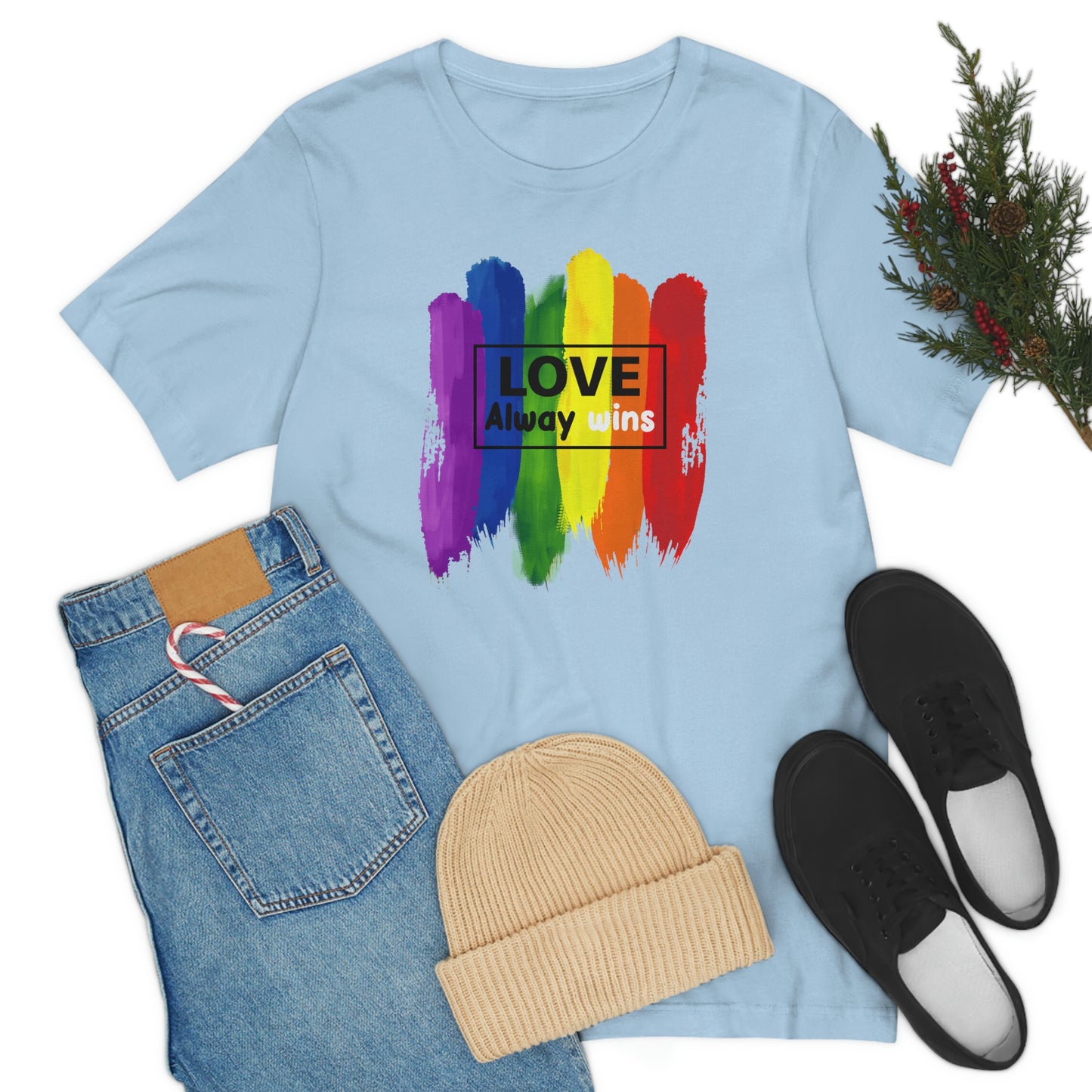 Love Always Wins LGBTQIA Print Unisex Jersey Short Sleeve Tee