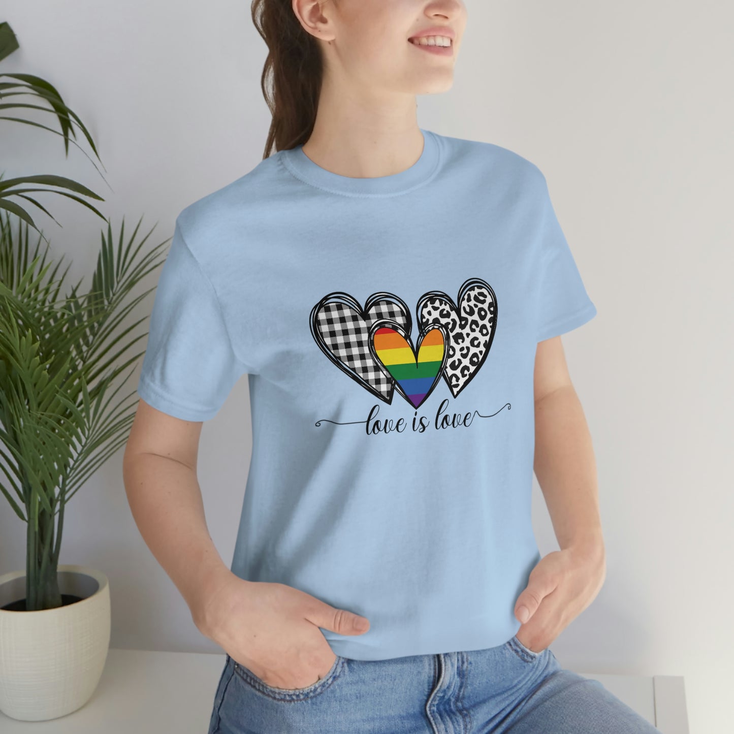 Love is Love LGBTQIA Print Unisex Jersey Short Sleeve Tee