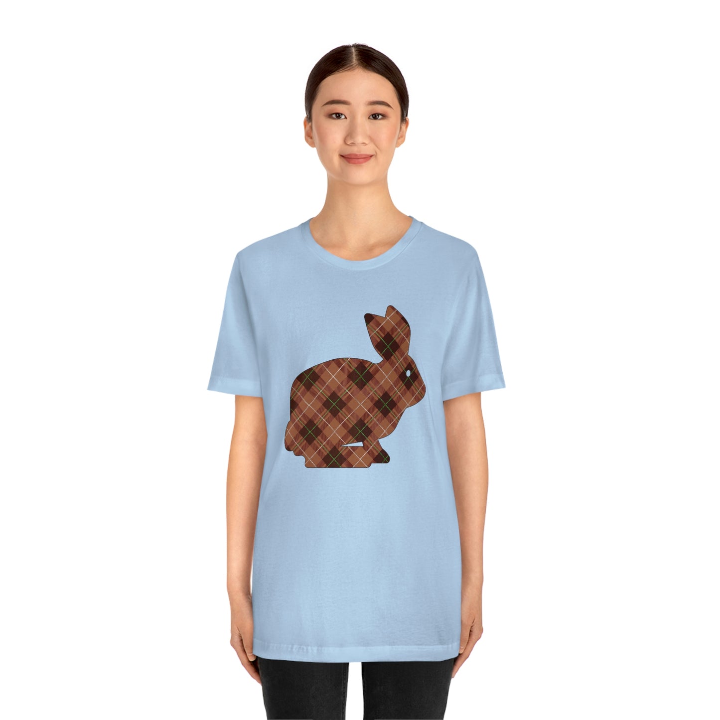 Brown Plaid Bunny Unisex Jersey Short Sleeve Tee