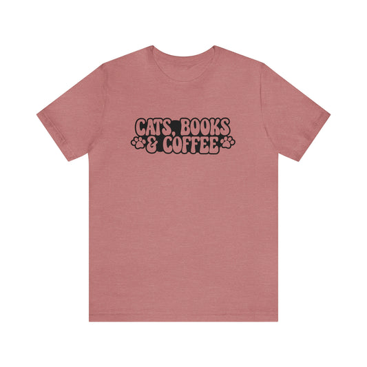 Cats Books & Coffee Short Sleeve T-shirt