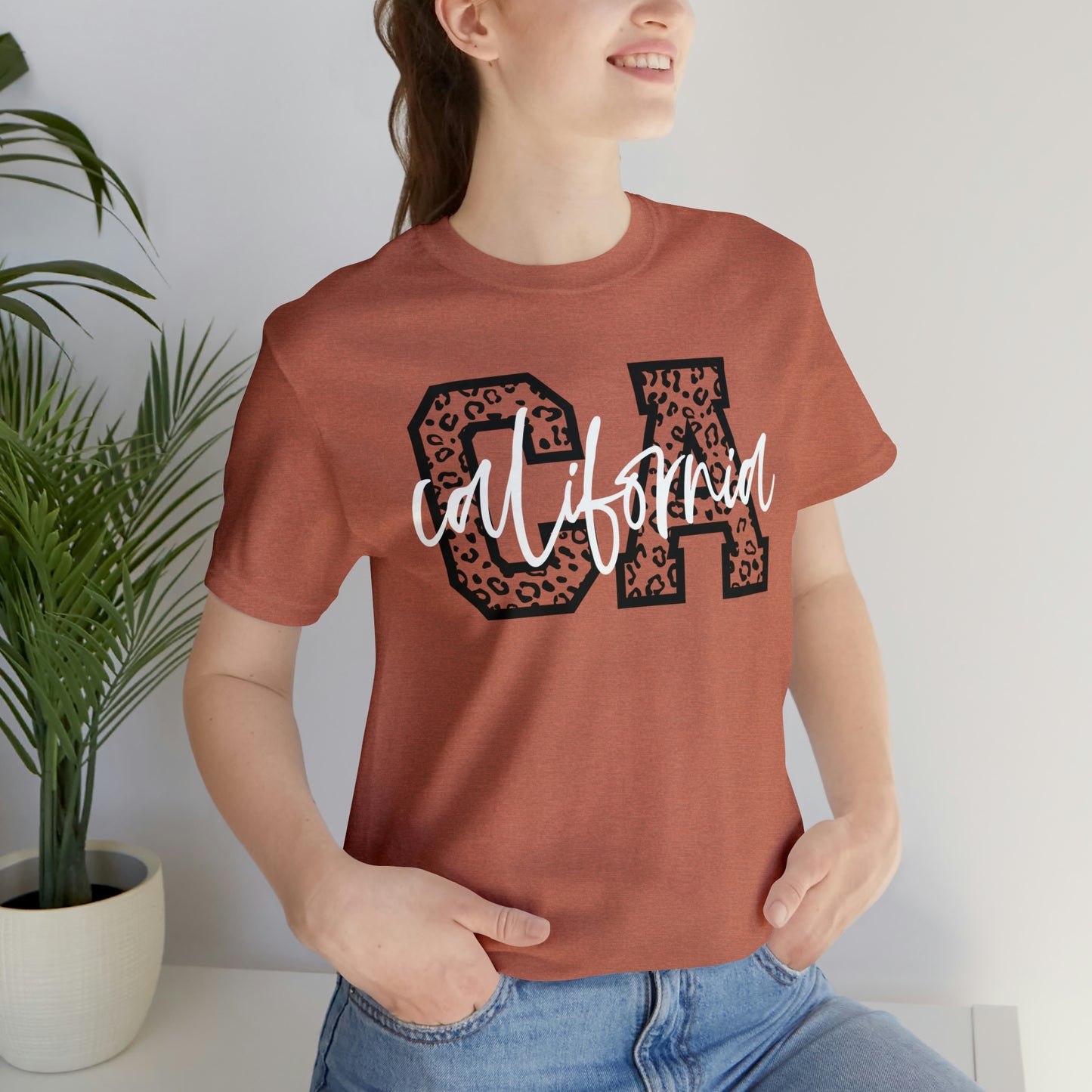 California CA Leopard Print Unisex Jersey Short Sleeve Tee Tshirt T-shirt