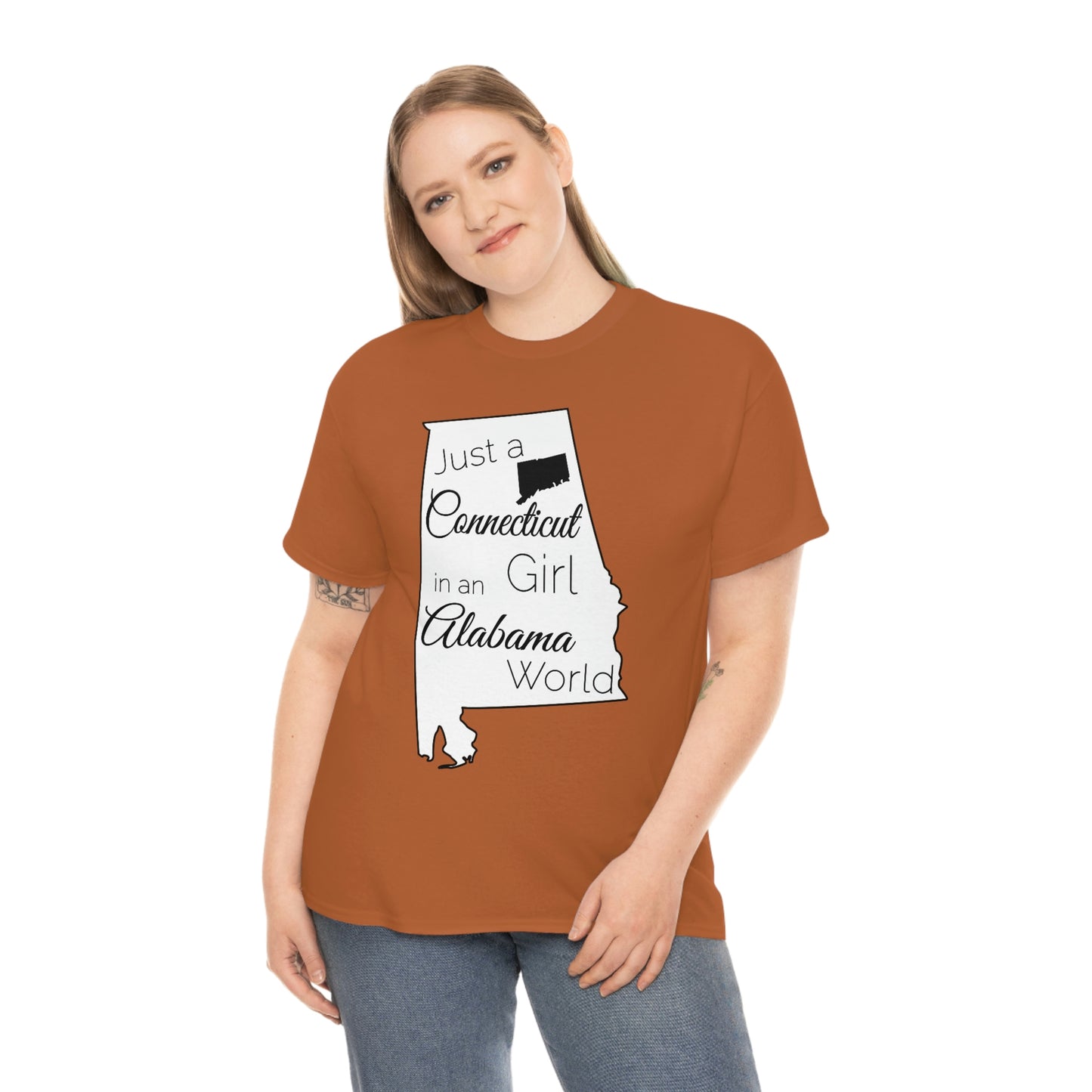 Just a Connecticut Girl in an Alabama World Unisex Heavy Cotton Tee