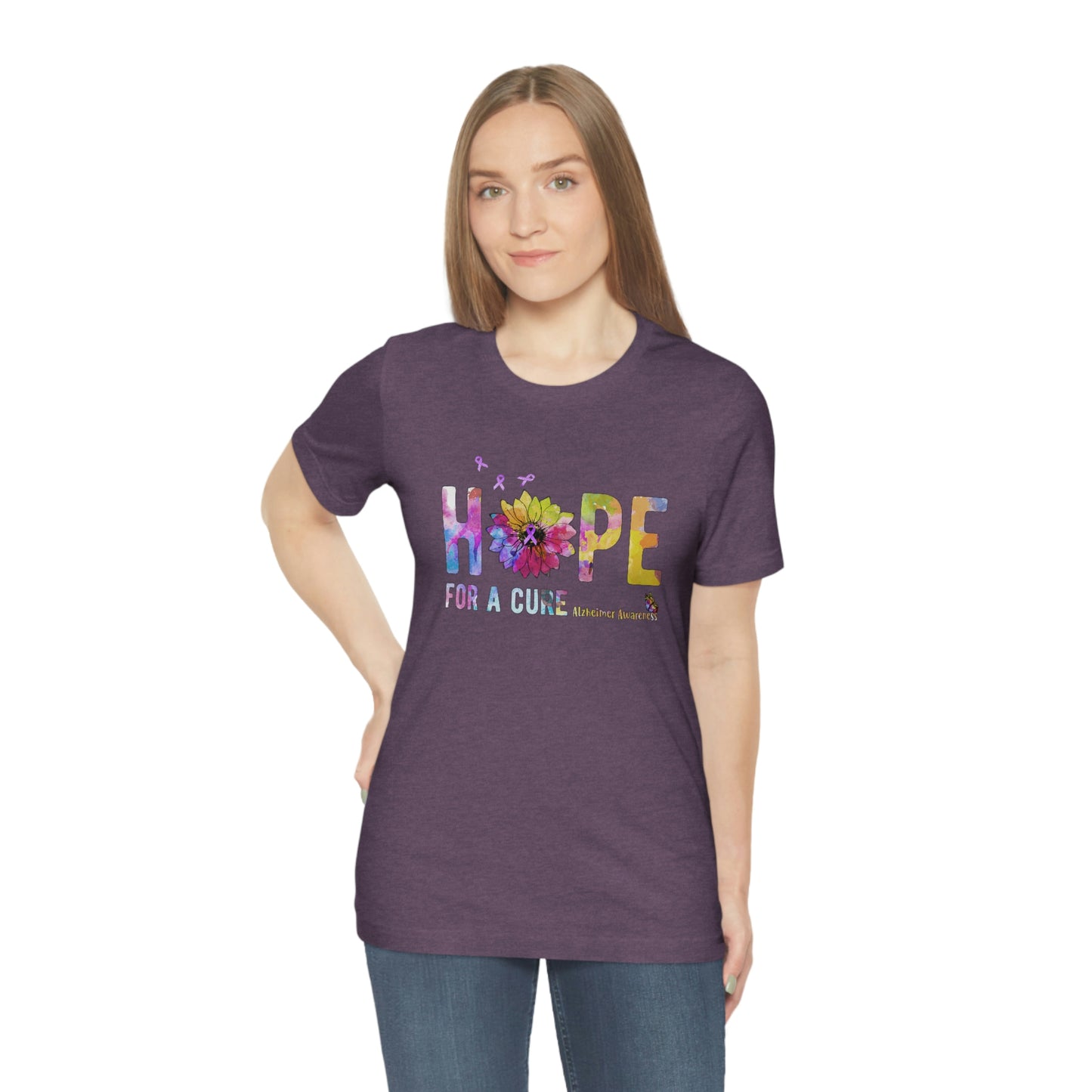 Hope For a Cure Alzheimer's Print Unisex Jersey Short Sleeve Tee
