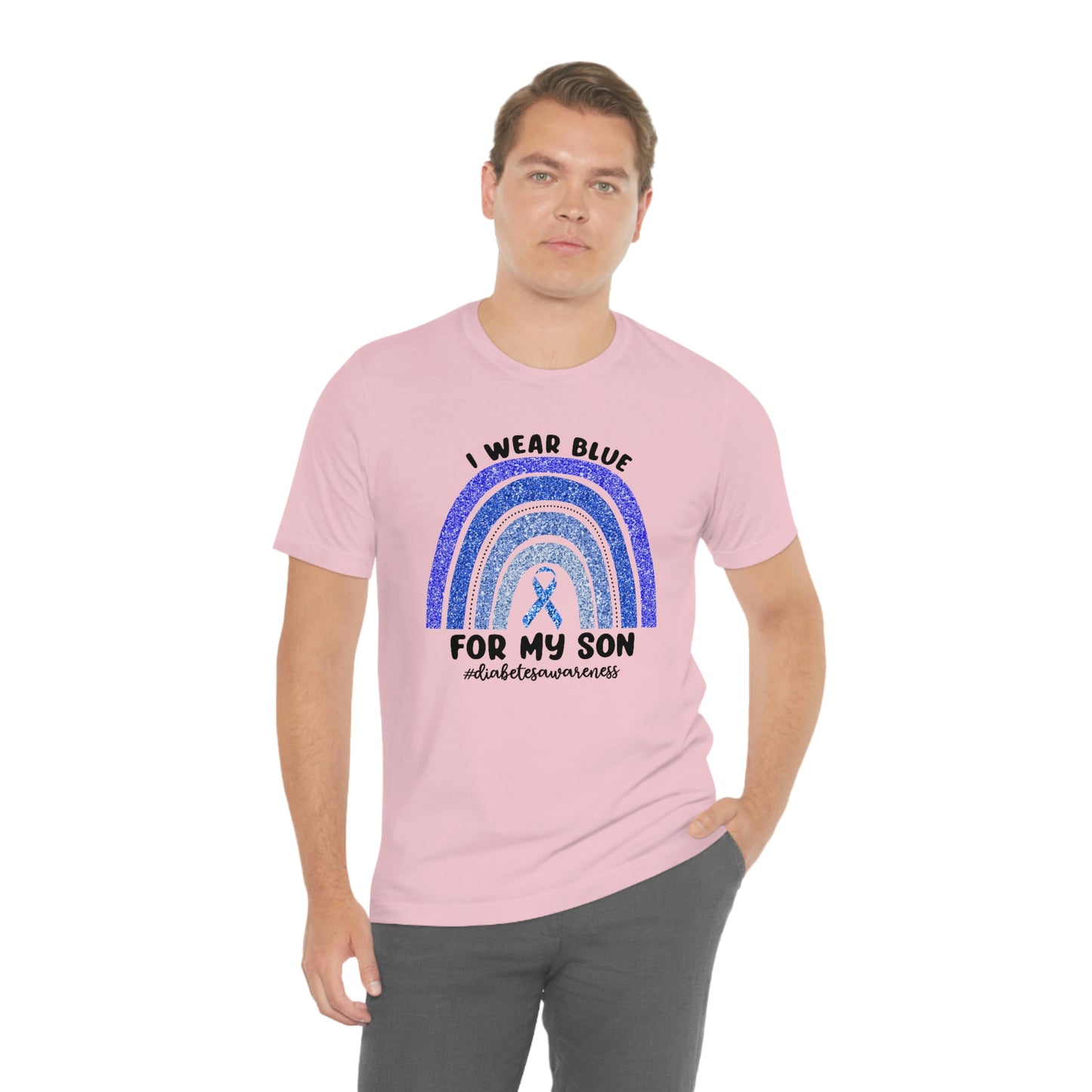 I Wear Blue For My Son Diabetes Awareness Print Unisex Jersey Short Sleeve Tee