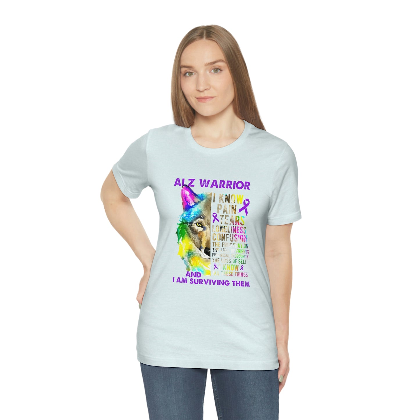 ALZ Warrior I Know Pain & Tears Alzheimer's Print Unisex Jersey Short Sleeve Tee