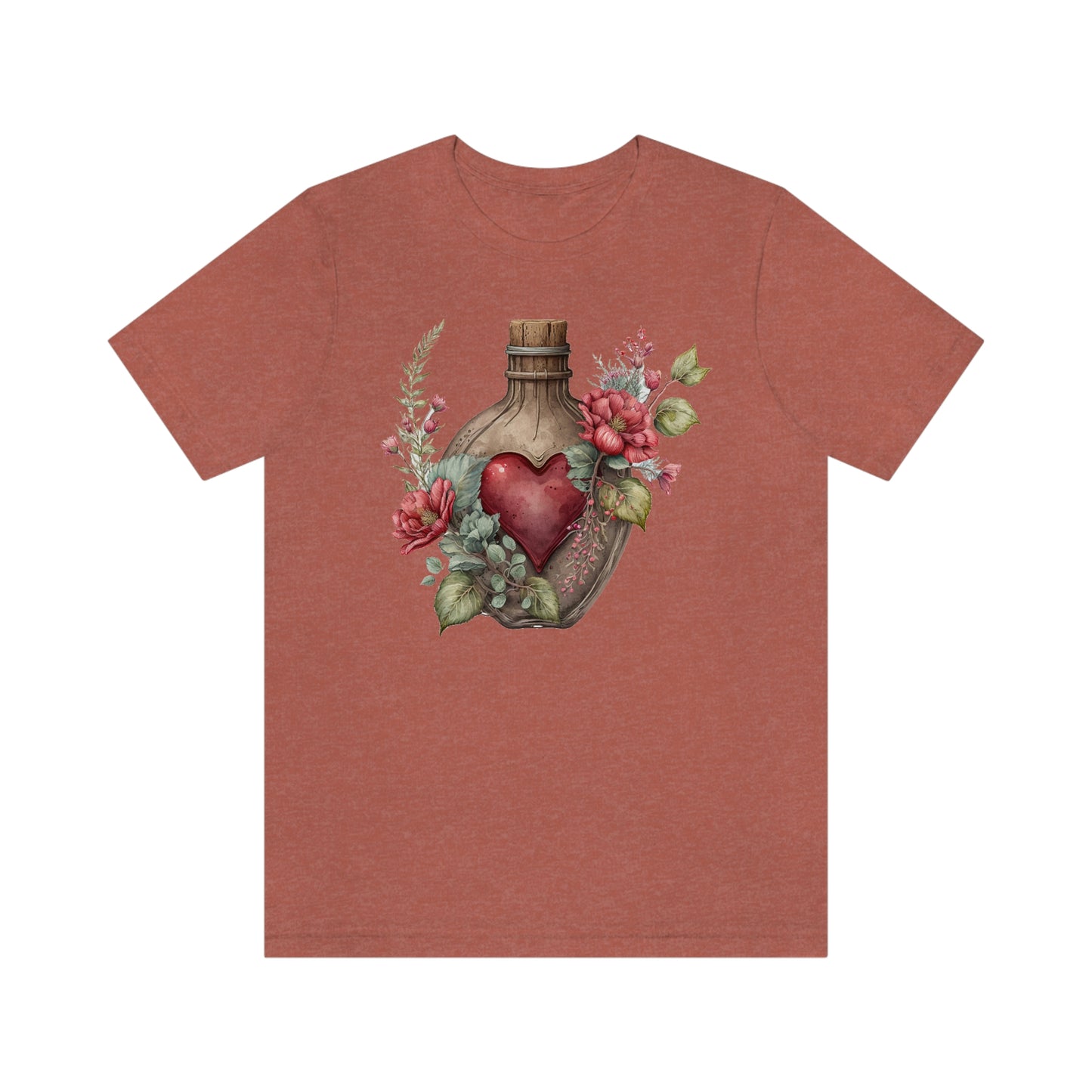 Vintage Bottle Floral Unisex Jersey Short Sleeve Tee