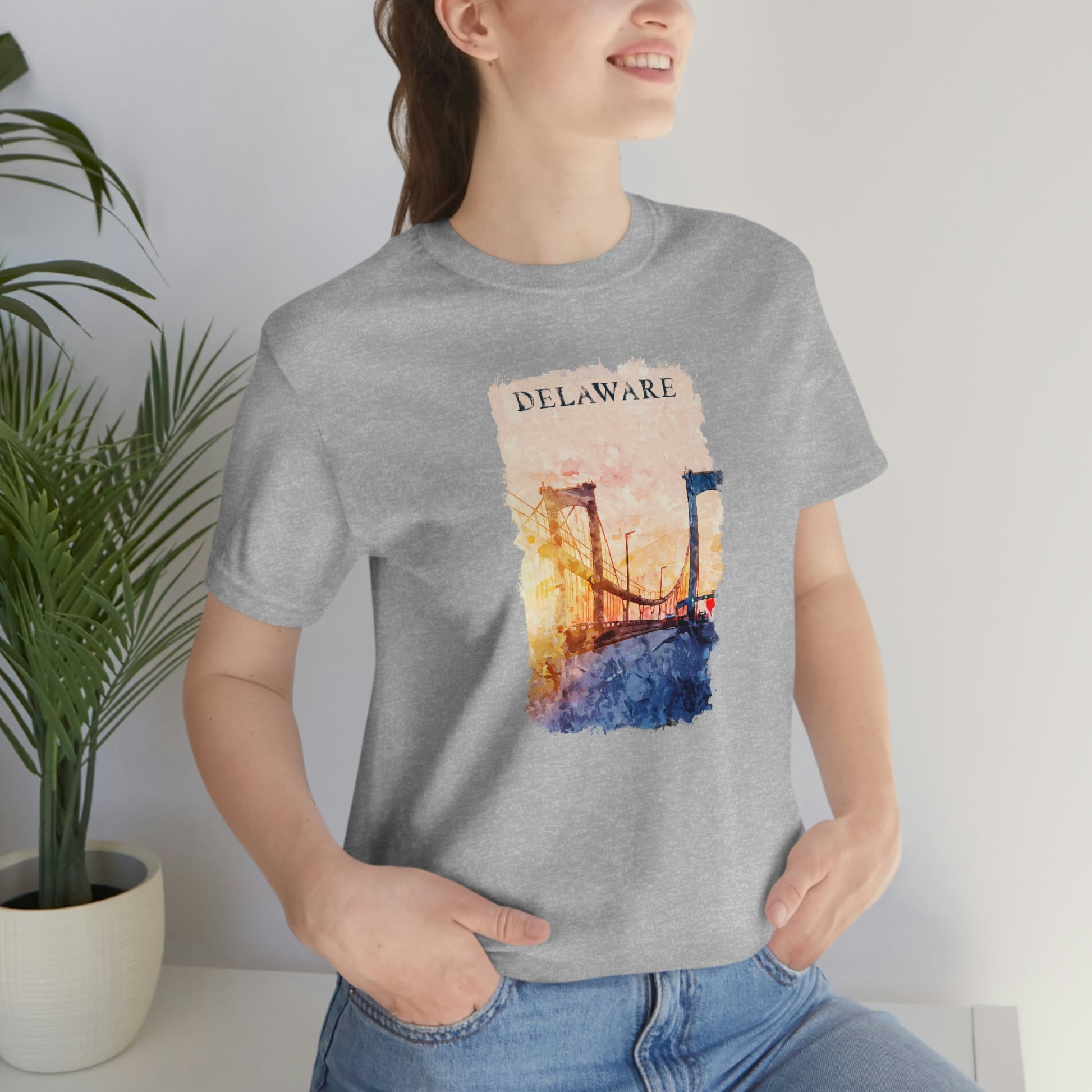 Delaware Memorial Bridge Watercolor Short Sleeve  T-shirt