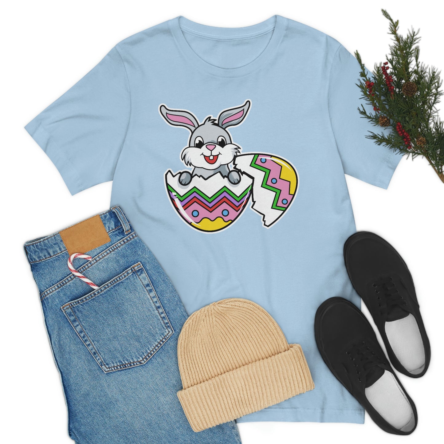 Bunny in Egg Spring Easter Unisex Jersey Short Sleeve Tee