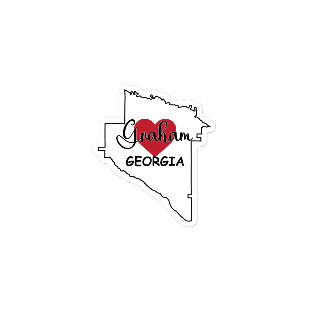 Graham Georgia - Heart in County Outline Bubble-free sticker