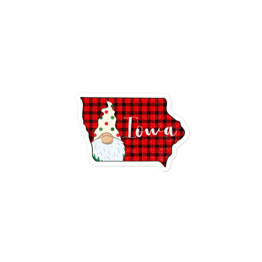 Iowa Plaid Gnome Bubble-free stickers