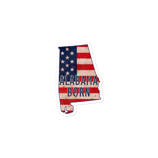 Alabama Born US Flag Bubble Free Stickers