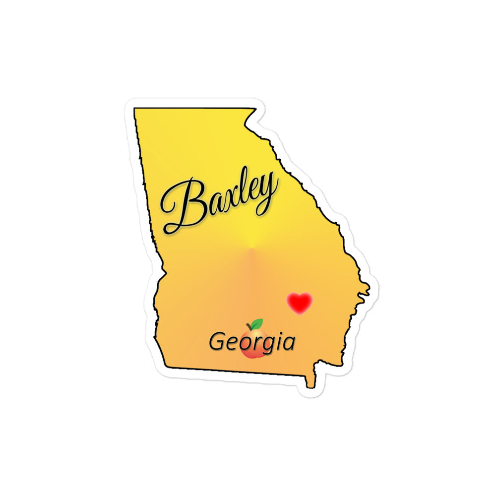 Baxley Georgia - State w/ Peach & Heart Locator Bubble-free sticker