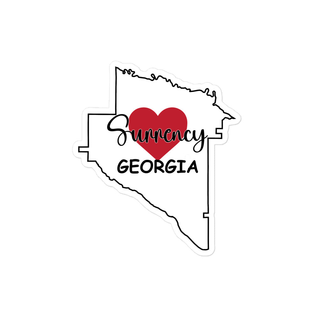 Surrency Georgia - Heart in County Outline Bubble-free sticker