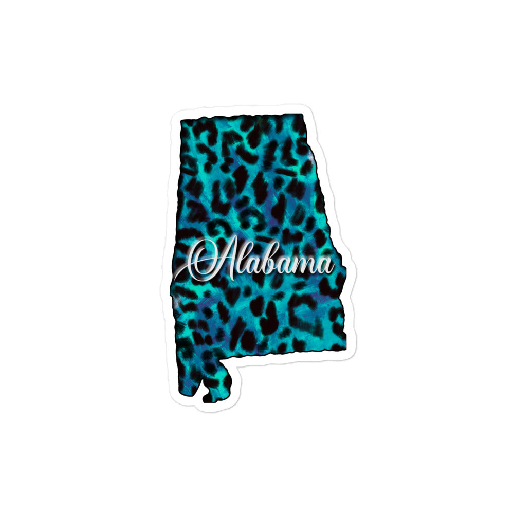 Alabama on Blue Leopard Print Decorative Sticker