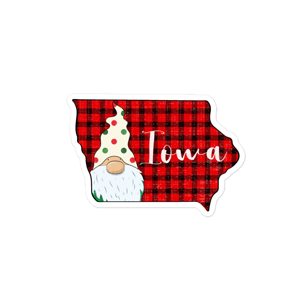 Iowa Plaid Gnome Bubble-free stickers