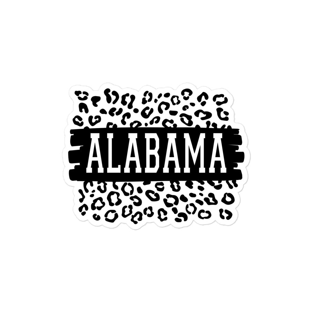 Alabama Black on Leopard Print Decorative Sticker