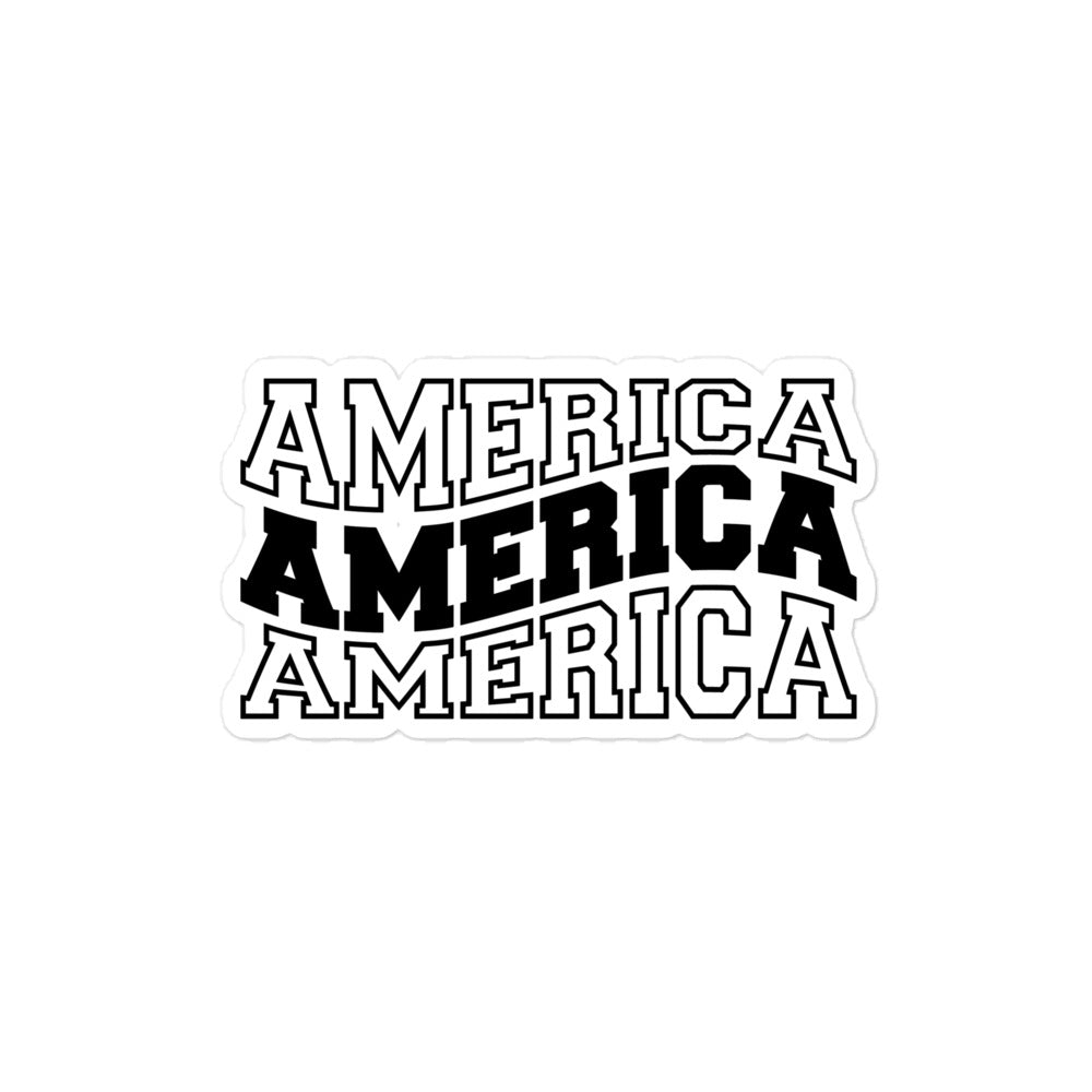 America in Wavy Letters Decorative Sticker