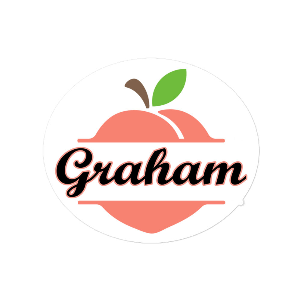 Graham Georgia - Town Name on Peach Bubble-free sticker