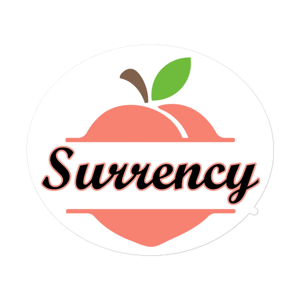 Surrency Georgia - Town Name on Peach Bubble-free sticker