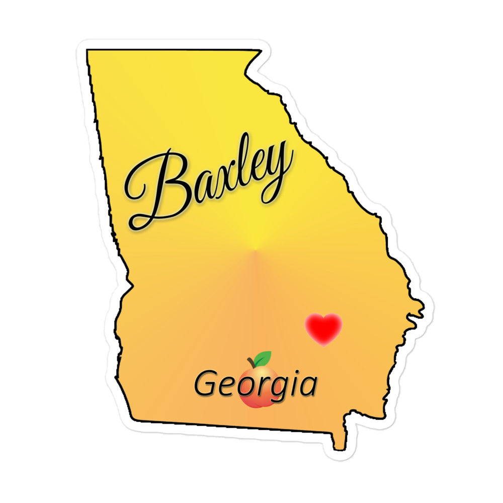 Baxley Georgia - State w/ Peach & Heart Locator Bubble-free sticker