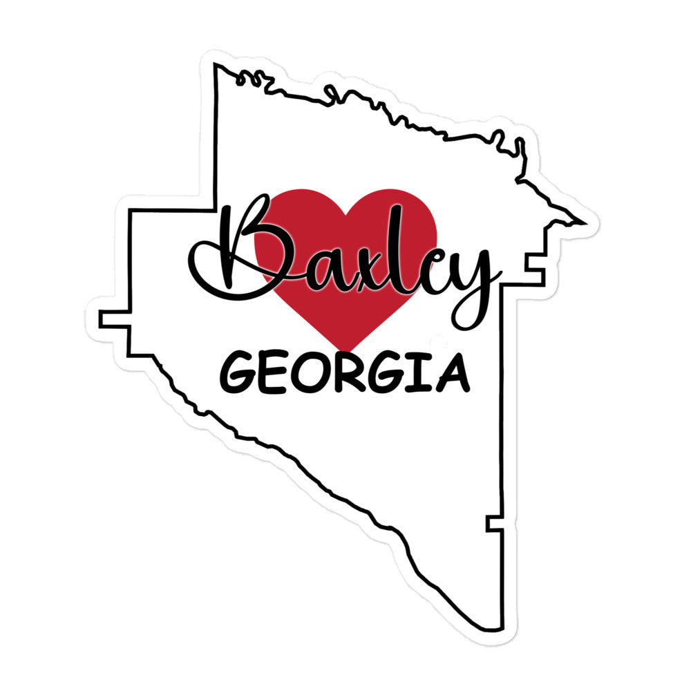 Baxley Georgia - Heart in County Outline Bubble-free sticker