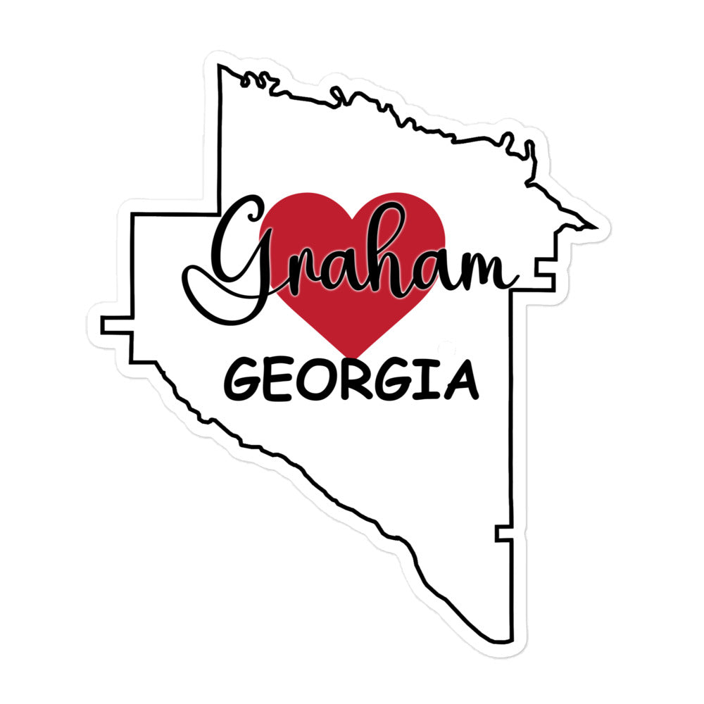 Graham Georgia - Heart in County Outline Bubble-free sticker
