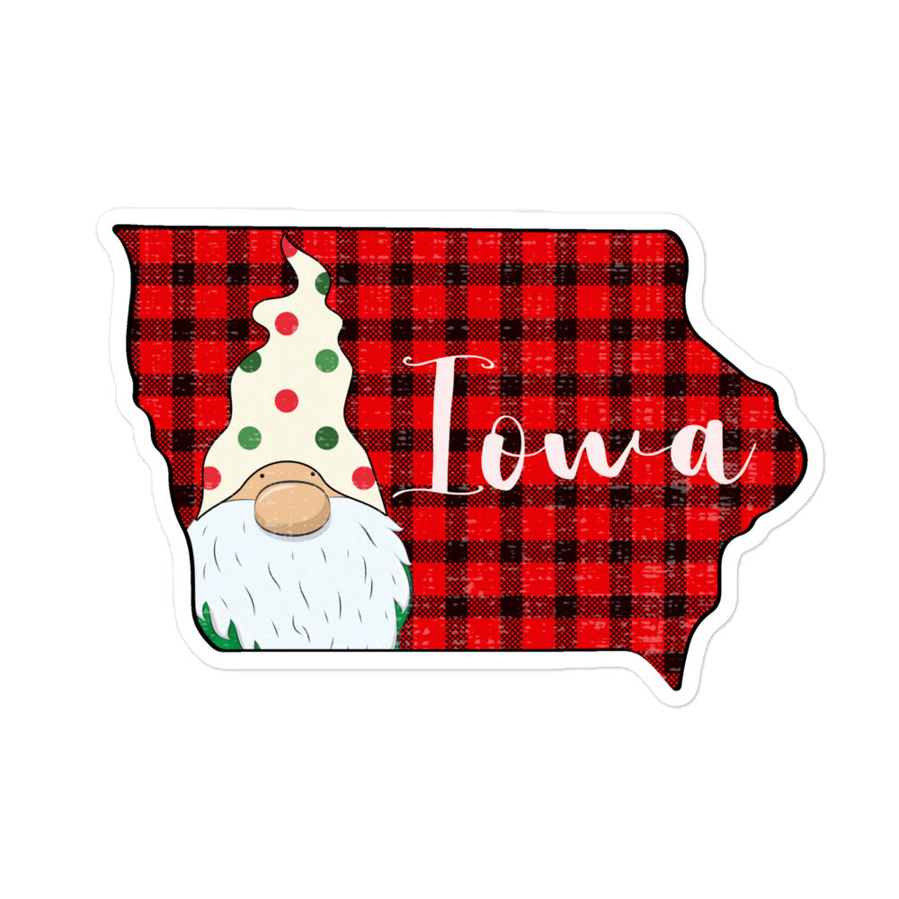 Iowa Plaid Gnome Bubble-free stickers