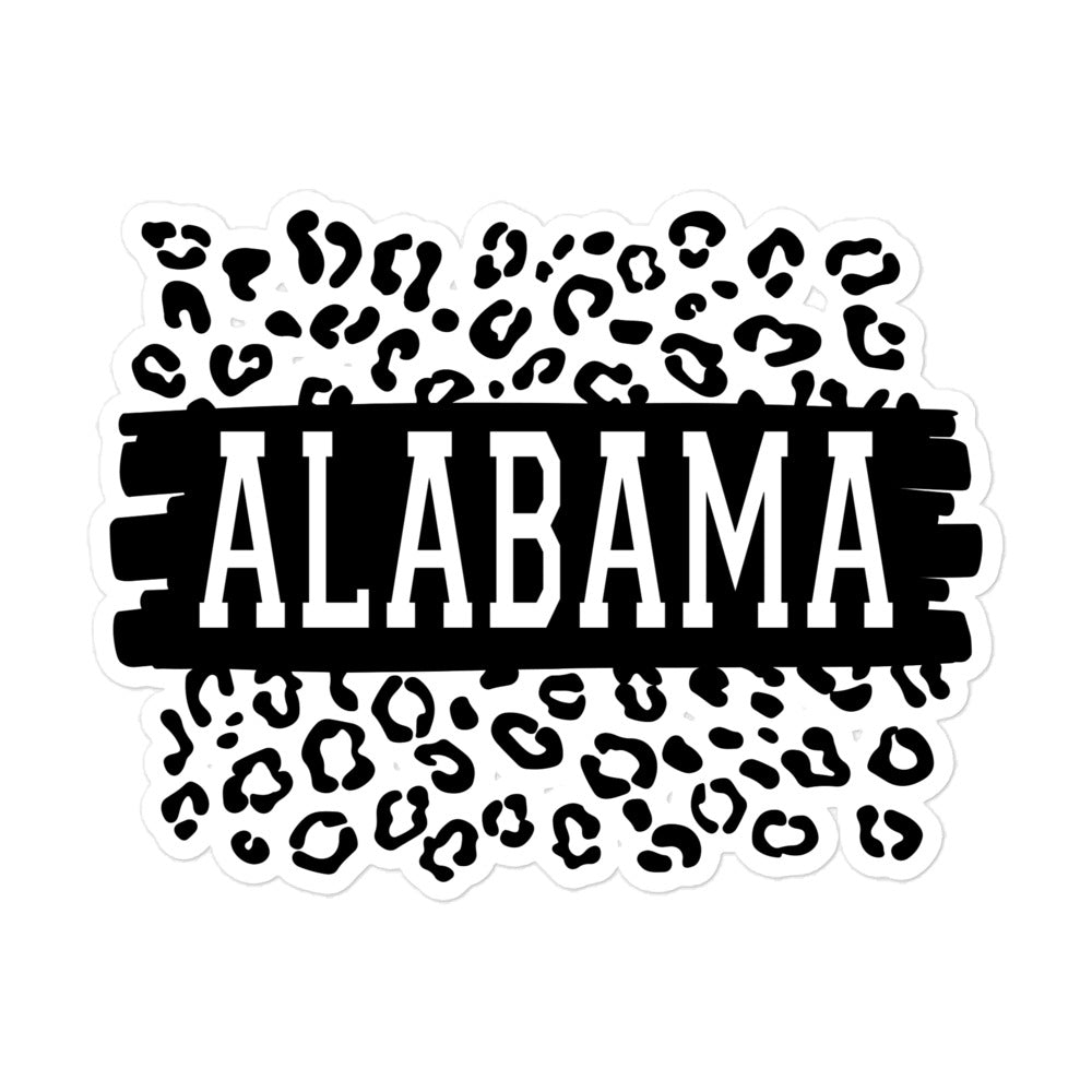 Alabama Black on Leopard Print Decorative Sticker